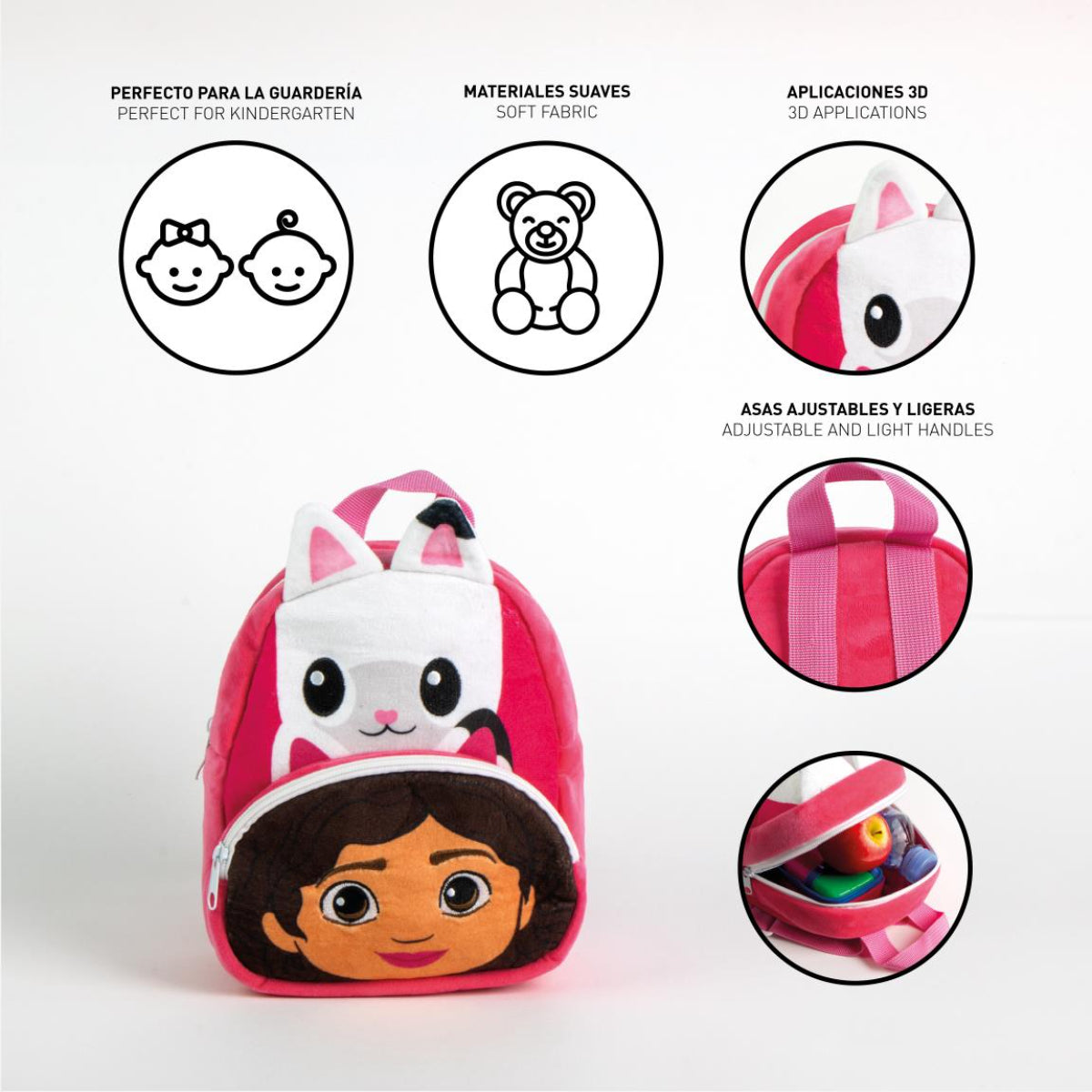 Gabby´s Dollhouse Vorschulrucksack – Weicher Plüsch-Rucksack für Jungen & Mädchen