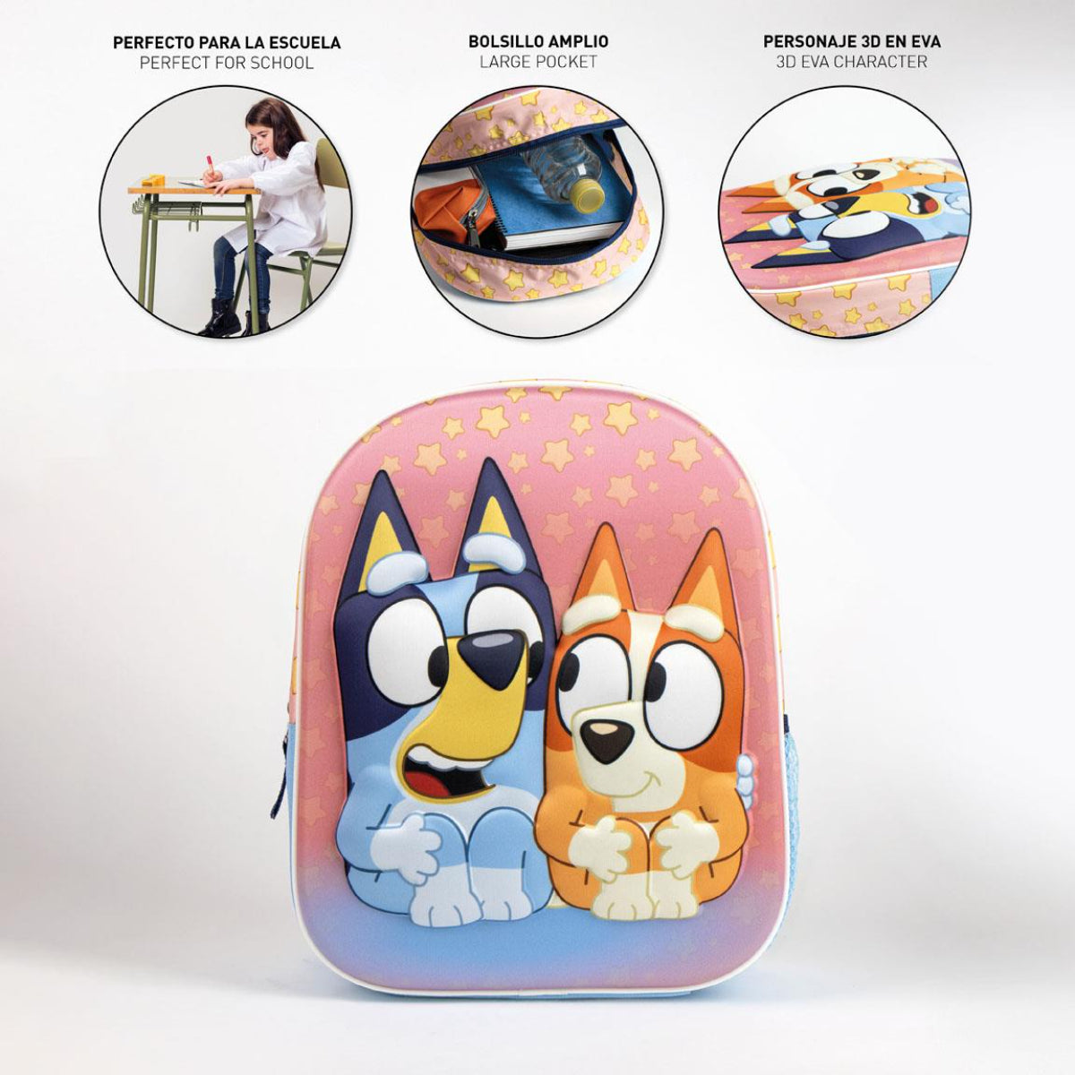 Bluey Kinderrucksack – 3D Motiv Rucksack für Jungen & Mädchen