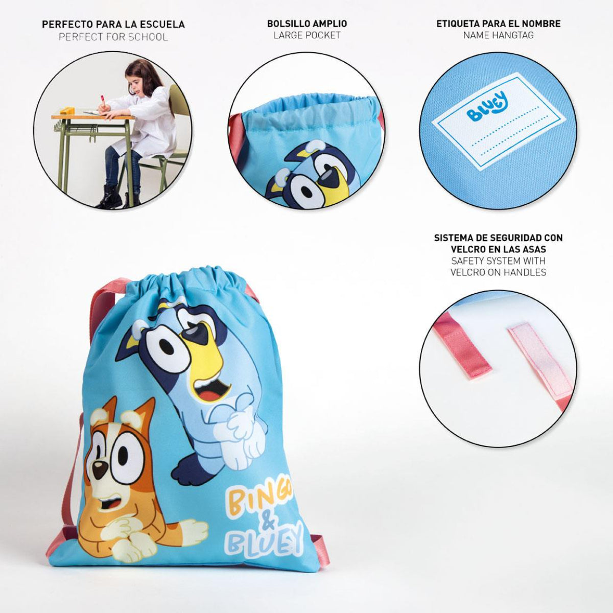 Bluey Turnbeutel Motiv Sportsack für Jungen & Mädchen