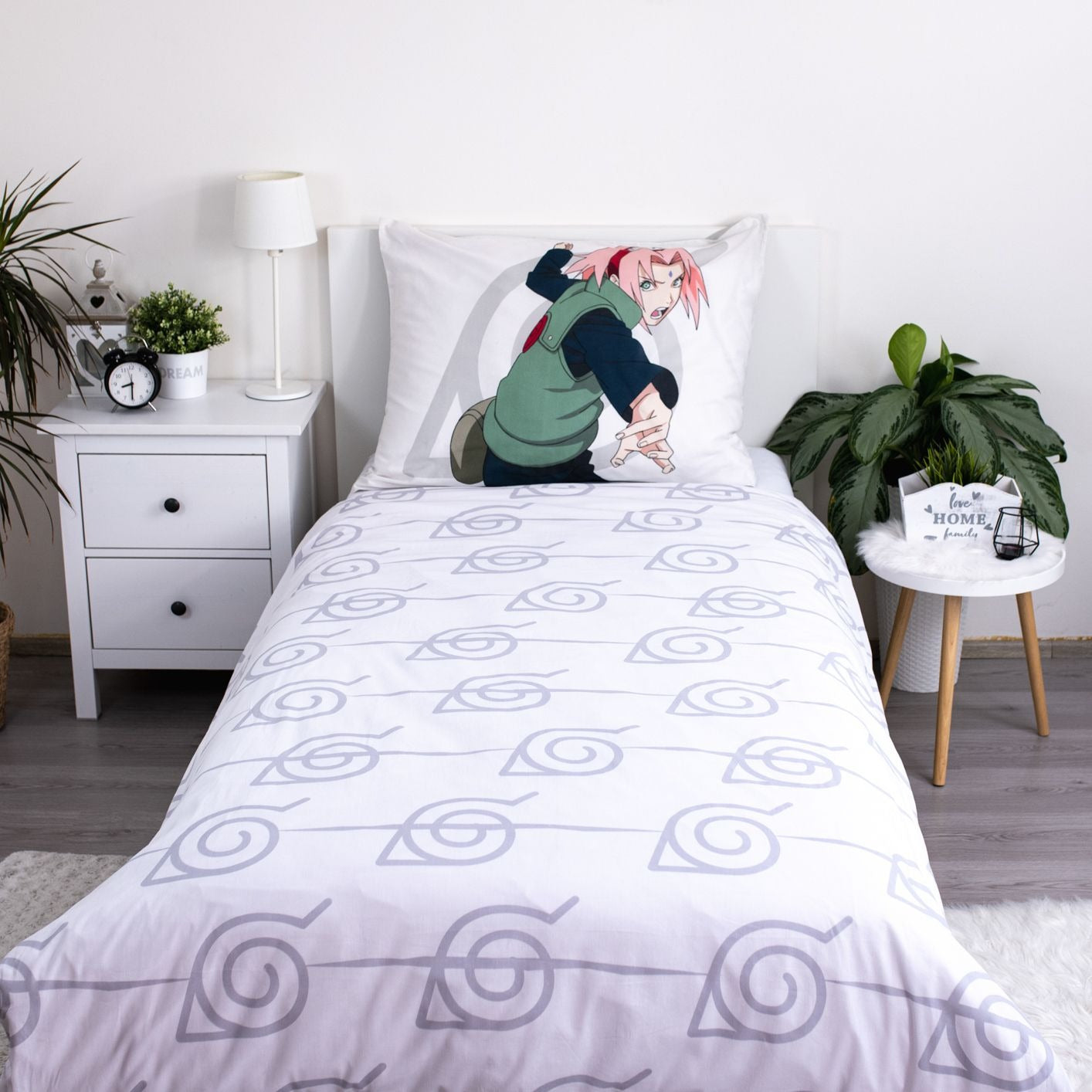Naruto Baumwoll-Bettwäsche 140x200 cm Deckenbezug + 70x90 cm Kissenbezug mit Reißverschluss