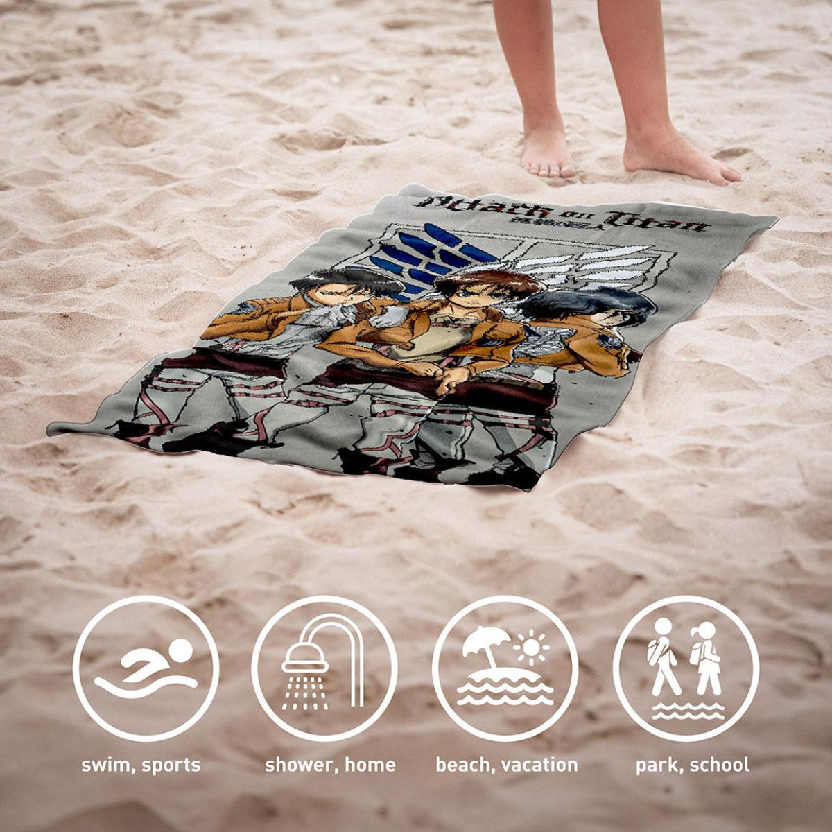 Attack on Titan Badehandtuch aus 100% Baumwolle Strandtuch 70x140 cm