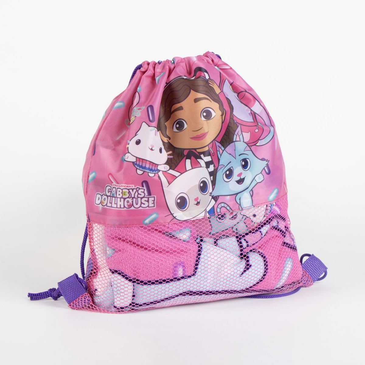 Gabby’s Dollhouse Handtuch-Set Kinderhandtücher im Beutel für Bad & Reise