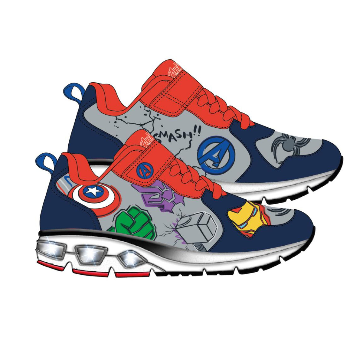 Avengers Kinder Sneaker mit Lichteffekt aus Polyurethanleder