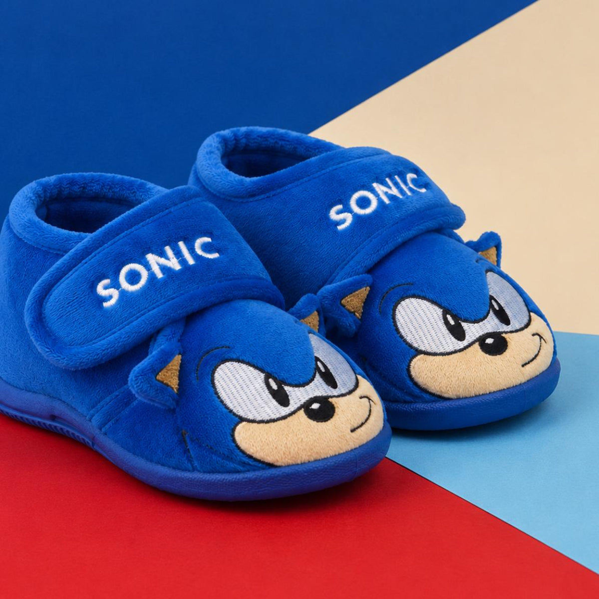 Sonic Kinder Hausschuhe halbhoch mit Applikationen für Zuhause Freizeit und Alltag