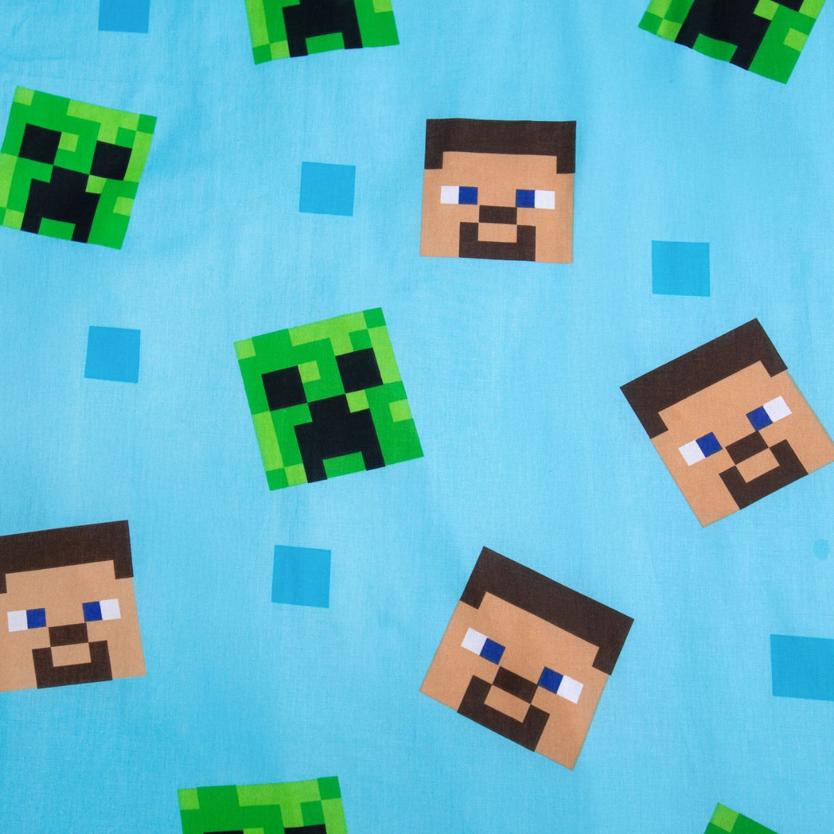 Minecraft Baumwoll Bettwäsche Set 140x200 cm mit Leuchteffekt für Kinder, Reißverschluss