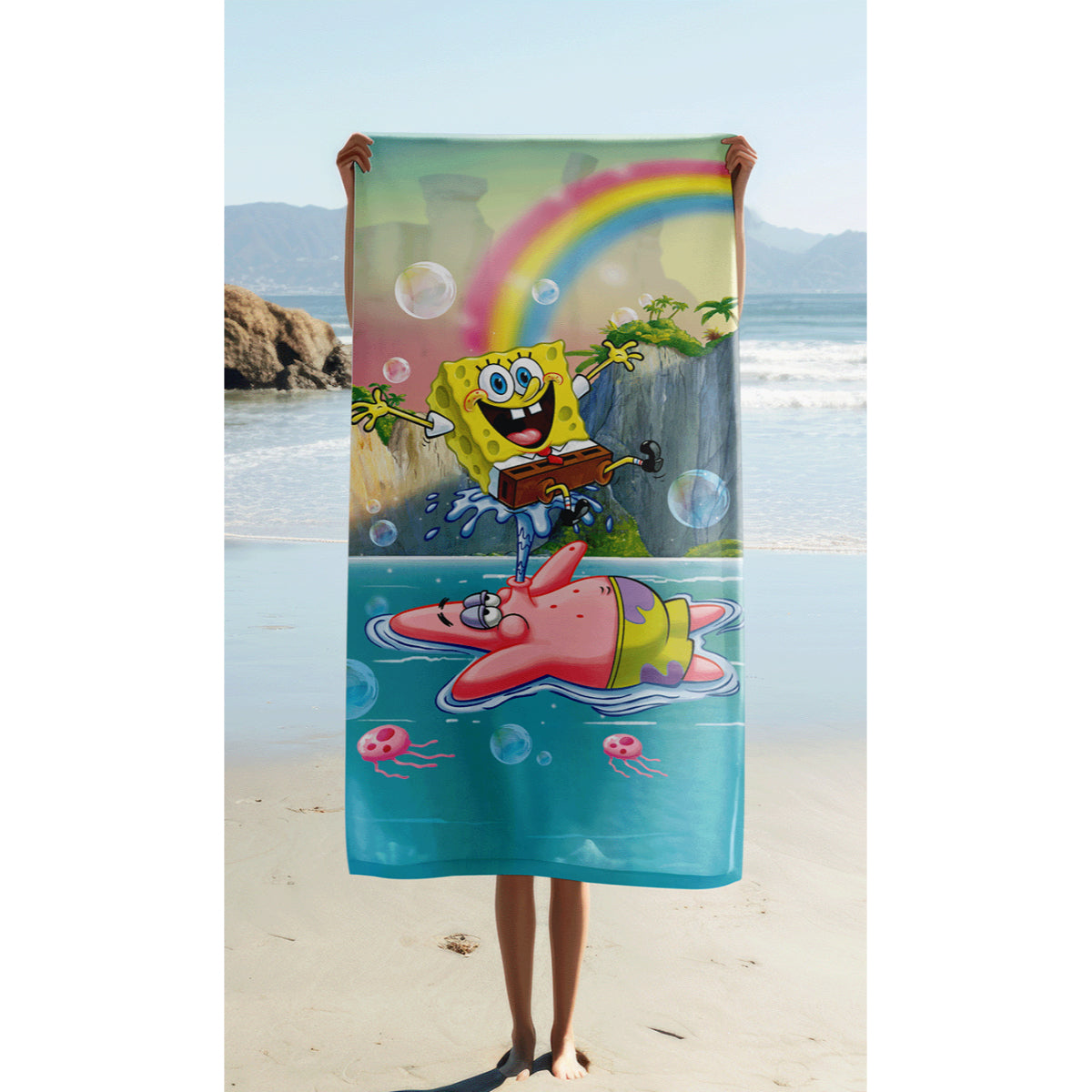 Sponge Bob Badehandtuch Strandtuch 70x140 cm aus Baumwolle