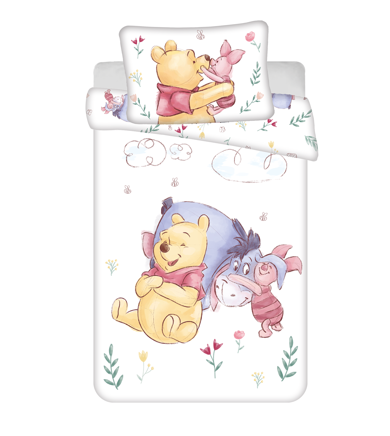 Disney Winnie The Pooh Baby Bettwäsche Set 100 x 135 cm Baumwolle mit Reißverschluss