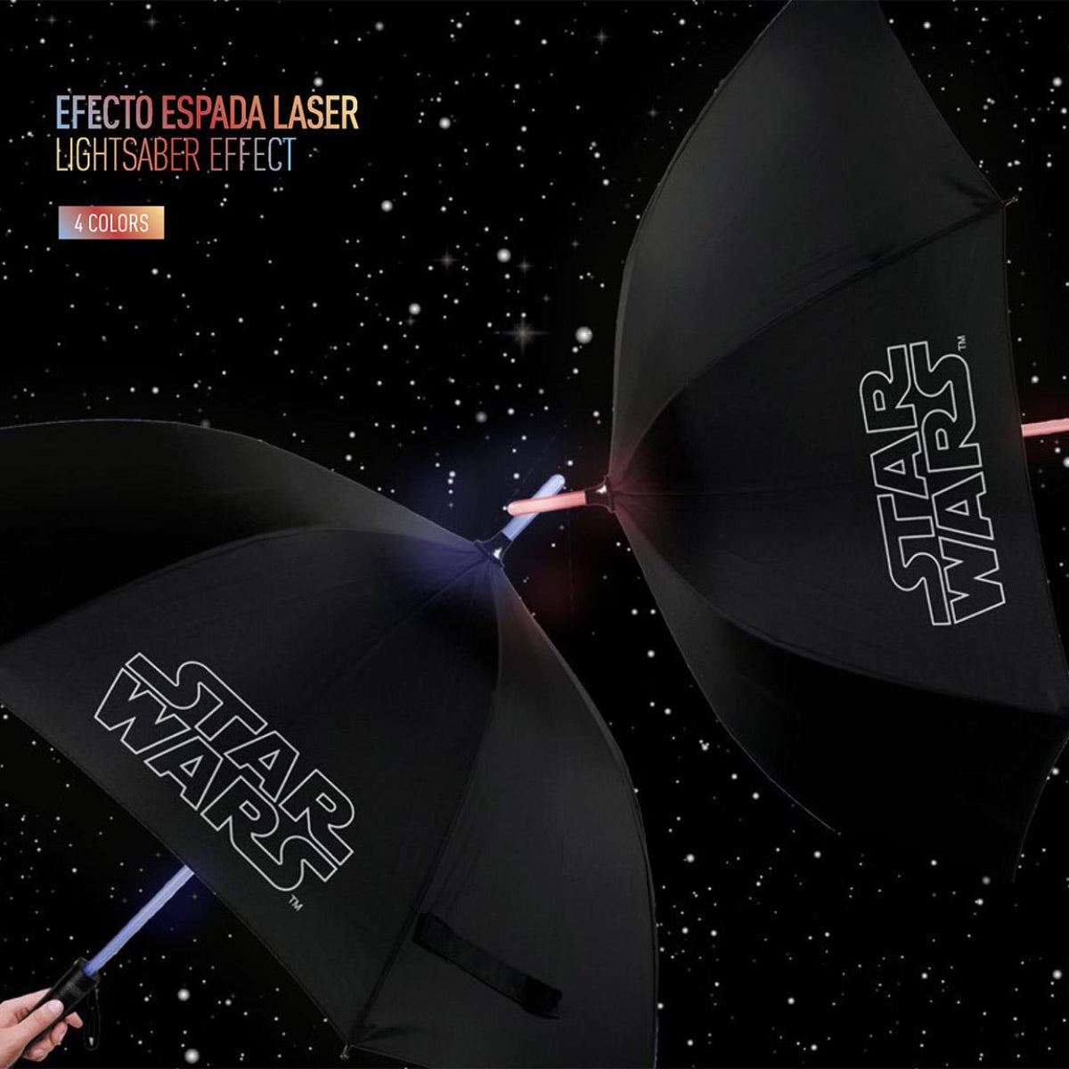 Star Wars Licht-Regenschirm Ø 97 cm Regenschirm Bubble-Schirm & Wetterschutz mit Laser-Licht