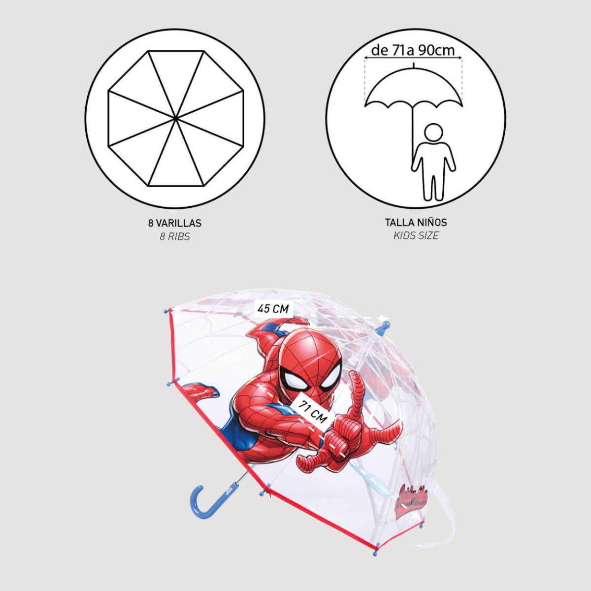 Spiderman Regenschirm ⌀ 71 cm Leichter Kuppel-Schirm für Regenwetter