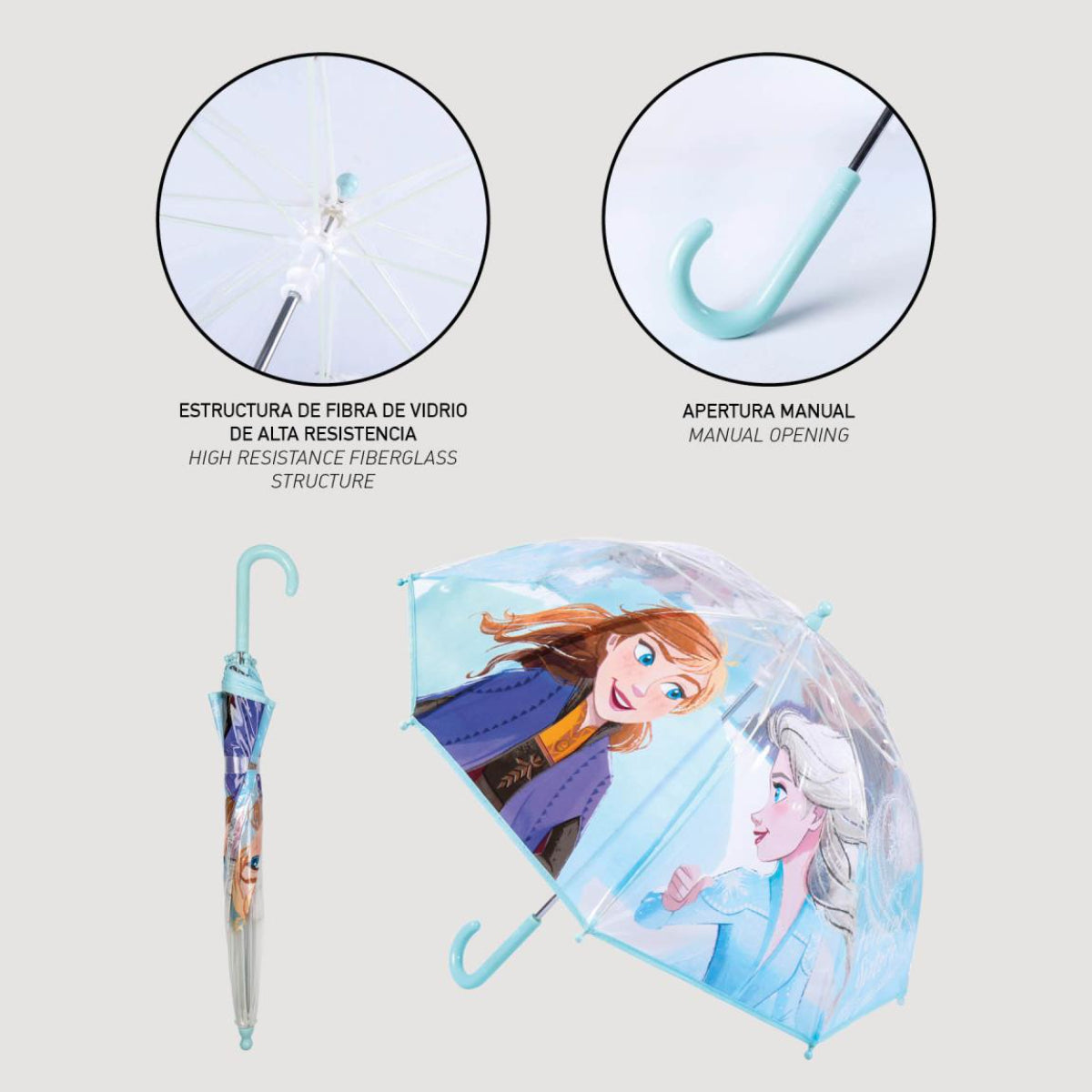Disney Frozen 2 Regenschirm ⌀ 71 cm Leichter Kuppel-Schirm für Regenwetter