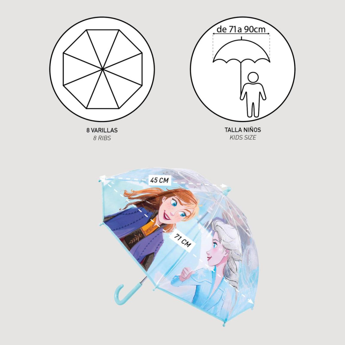 Disney Frozen 2 Regenschirm ⌀ 71 cm Leichter Kuppel-Schirm für Regenwetter