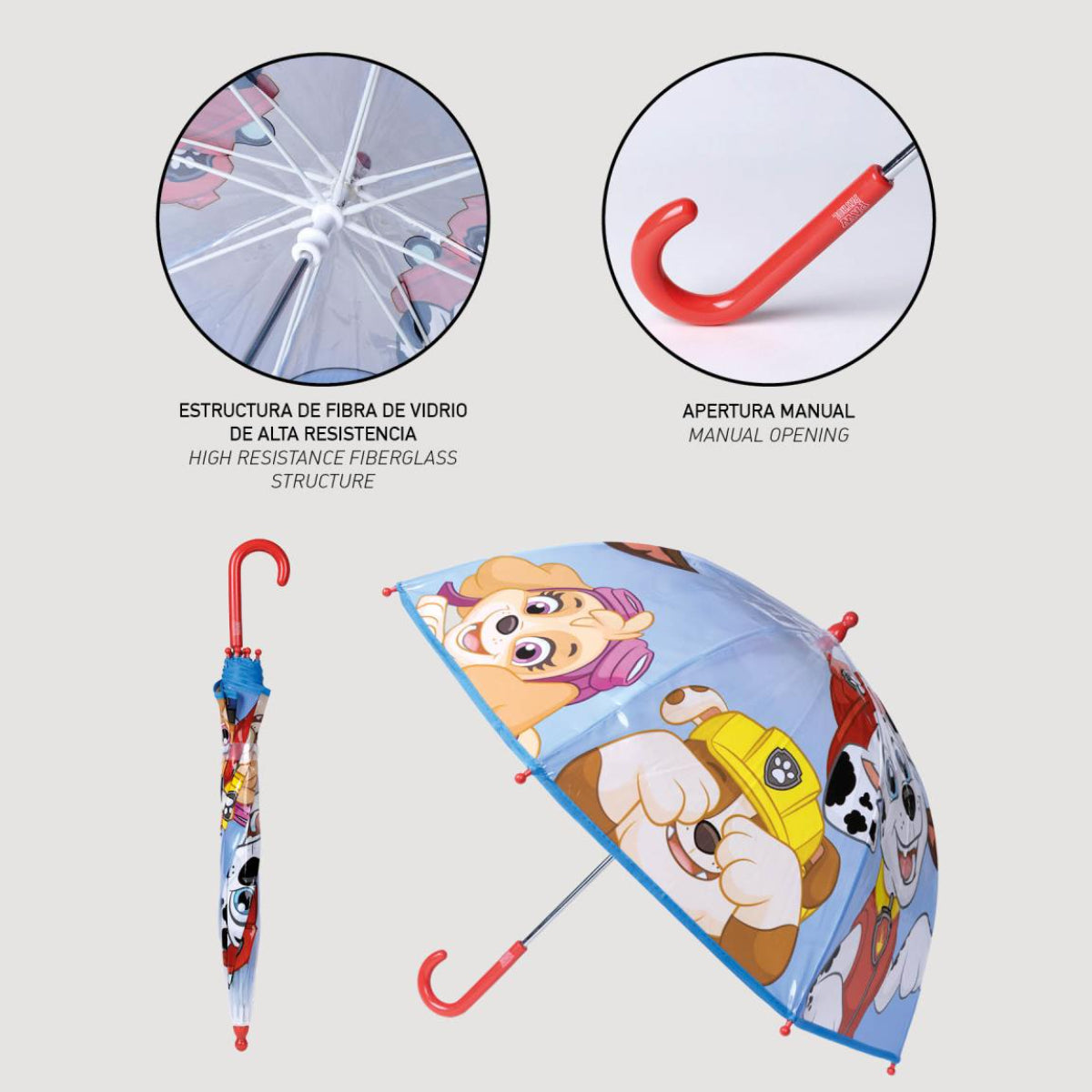 Paw Patrol Regenschirm ⌀ 71 cm Leichter Kuppel-Schirm für Regenwetter