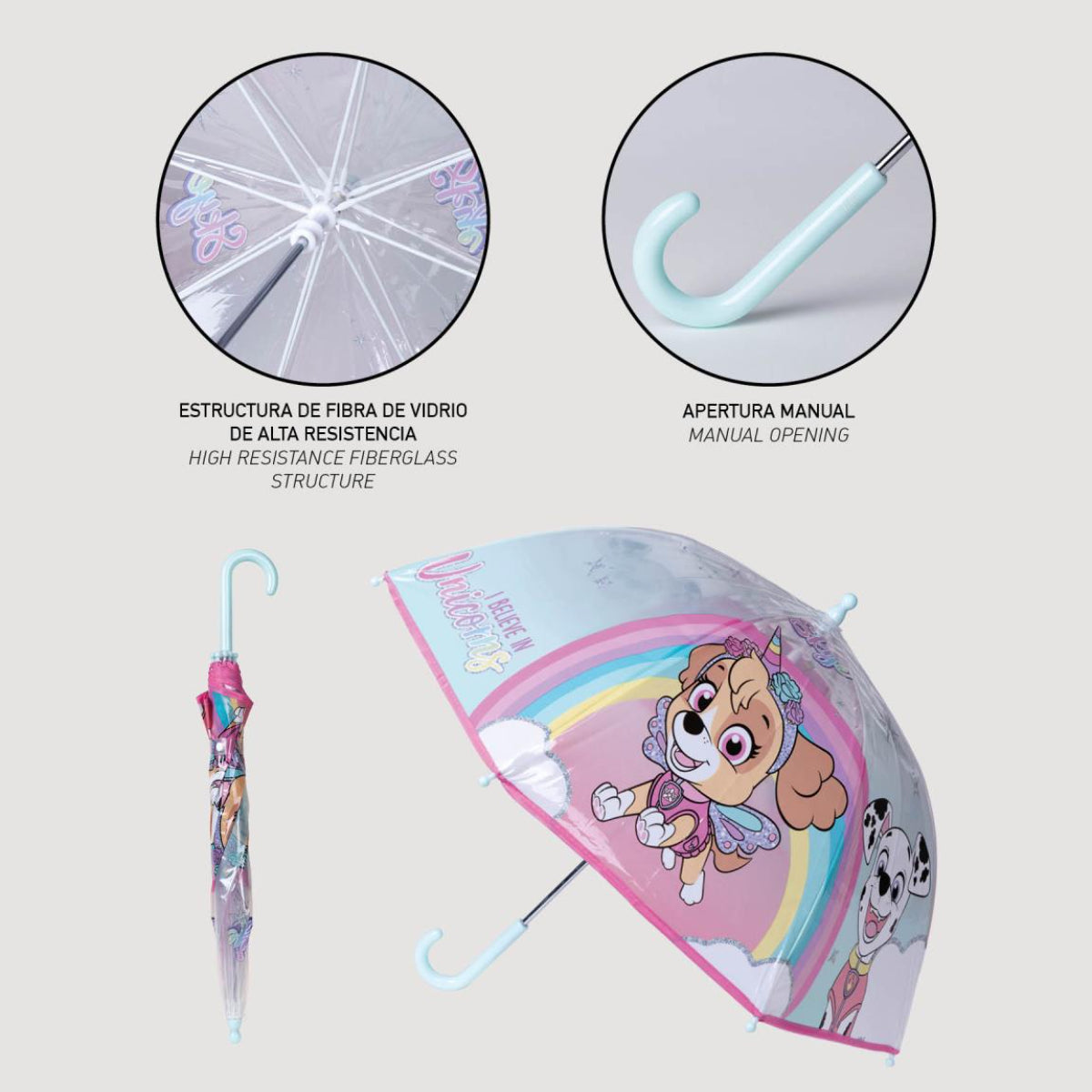 Paw Patrol Regenschirm ⌀ 71 cm Leichter Kuppel-Schirm für Regenwetter