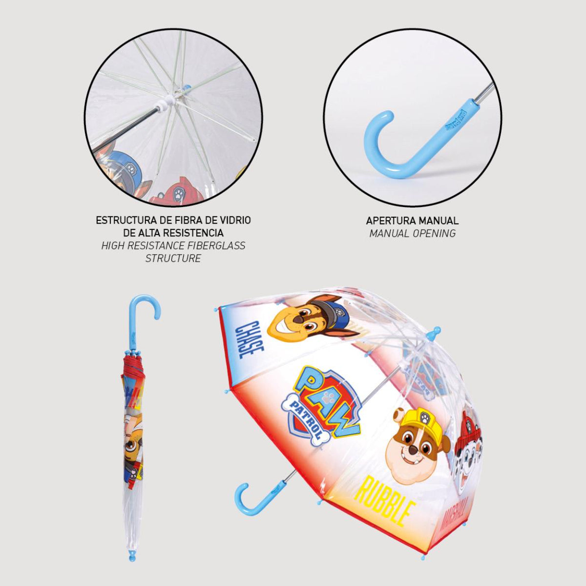 Paw Patrol Regenschirm ⌀ 71 cm Leichter Kuppel-Schirm für Regenwetter