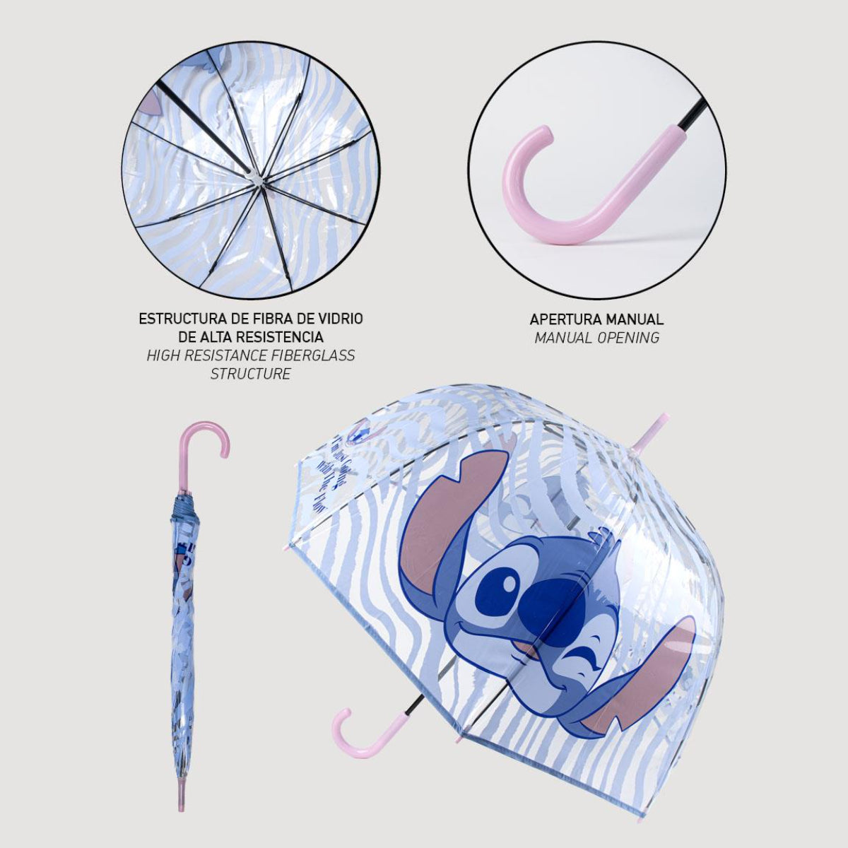 Lilo & Stitch Regenschirm ⌀ 71 cm Leichter Kuppel-Schirm für Regenwetter