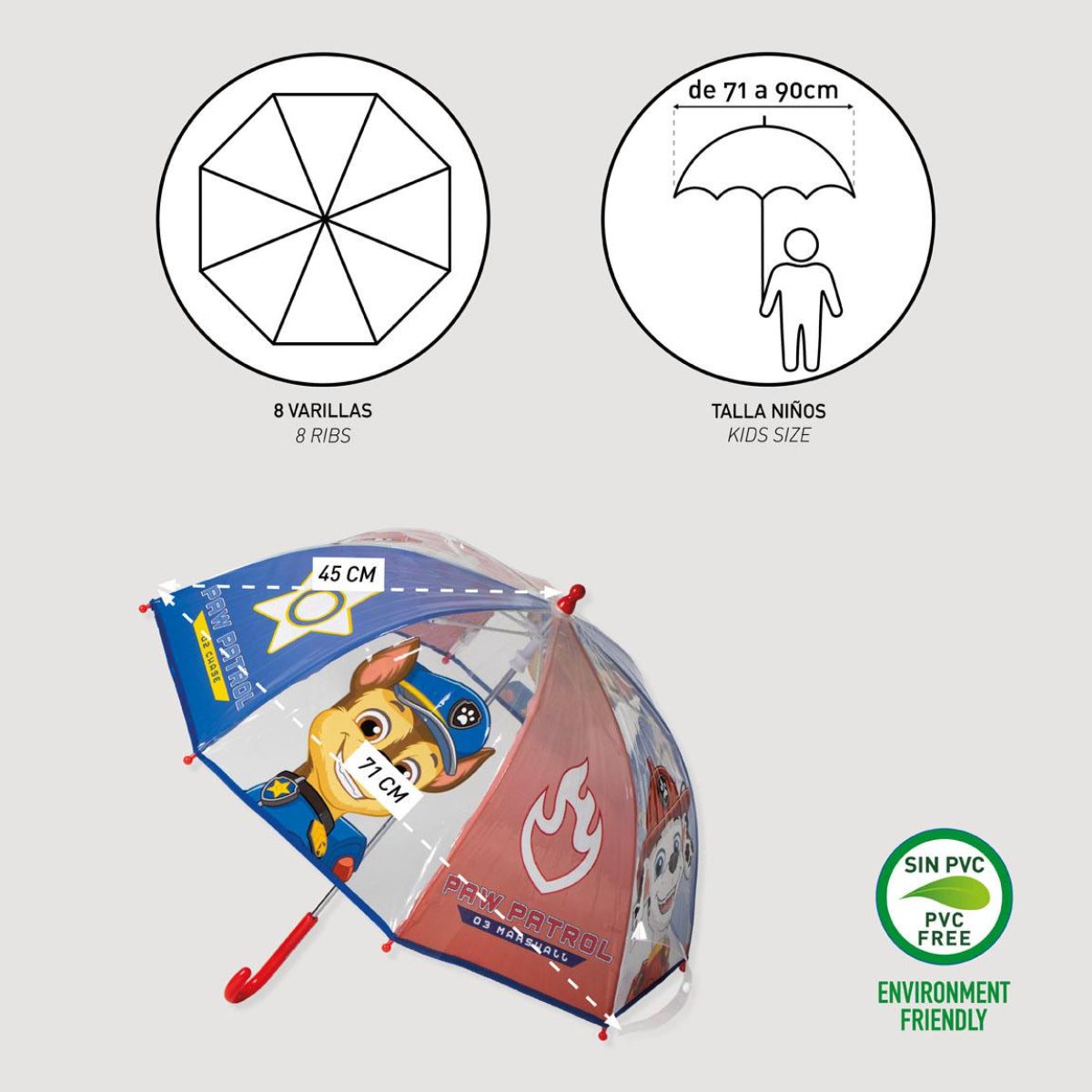 Paw Patrol Kinder Ø 71 cm Regenschirm manueller Bubble-Schirm & Wetterschutz
