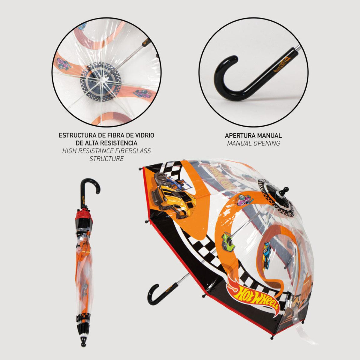 Hot Wheels Kinder Ø 71 cm Regenschirm manueller Bubble-Schirm & Wetterschutz