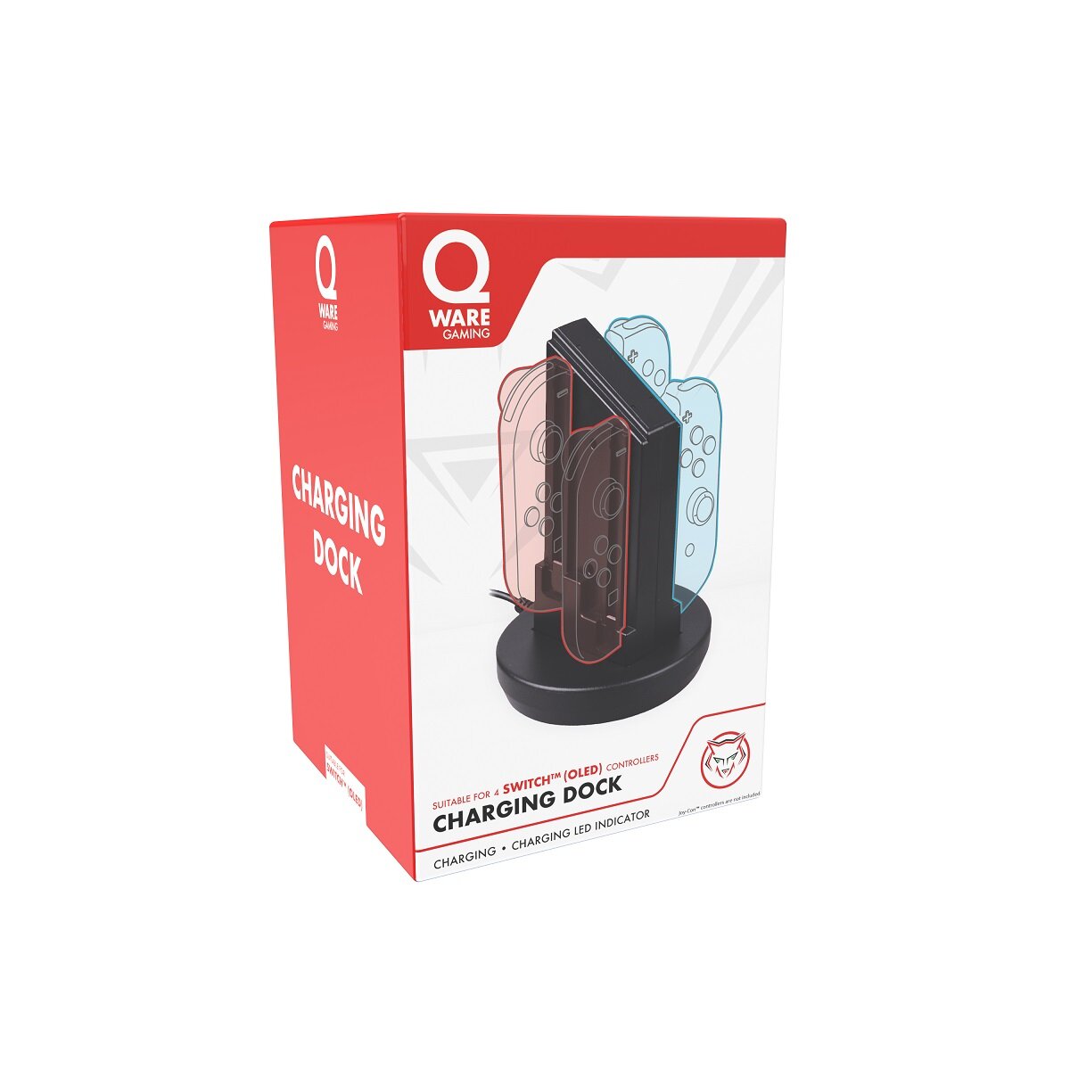 Qware Ladestation kompatibel mit Nintendo Switch Controller – 4-in-1 Lade-Dock mit USB-C Anschluss