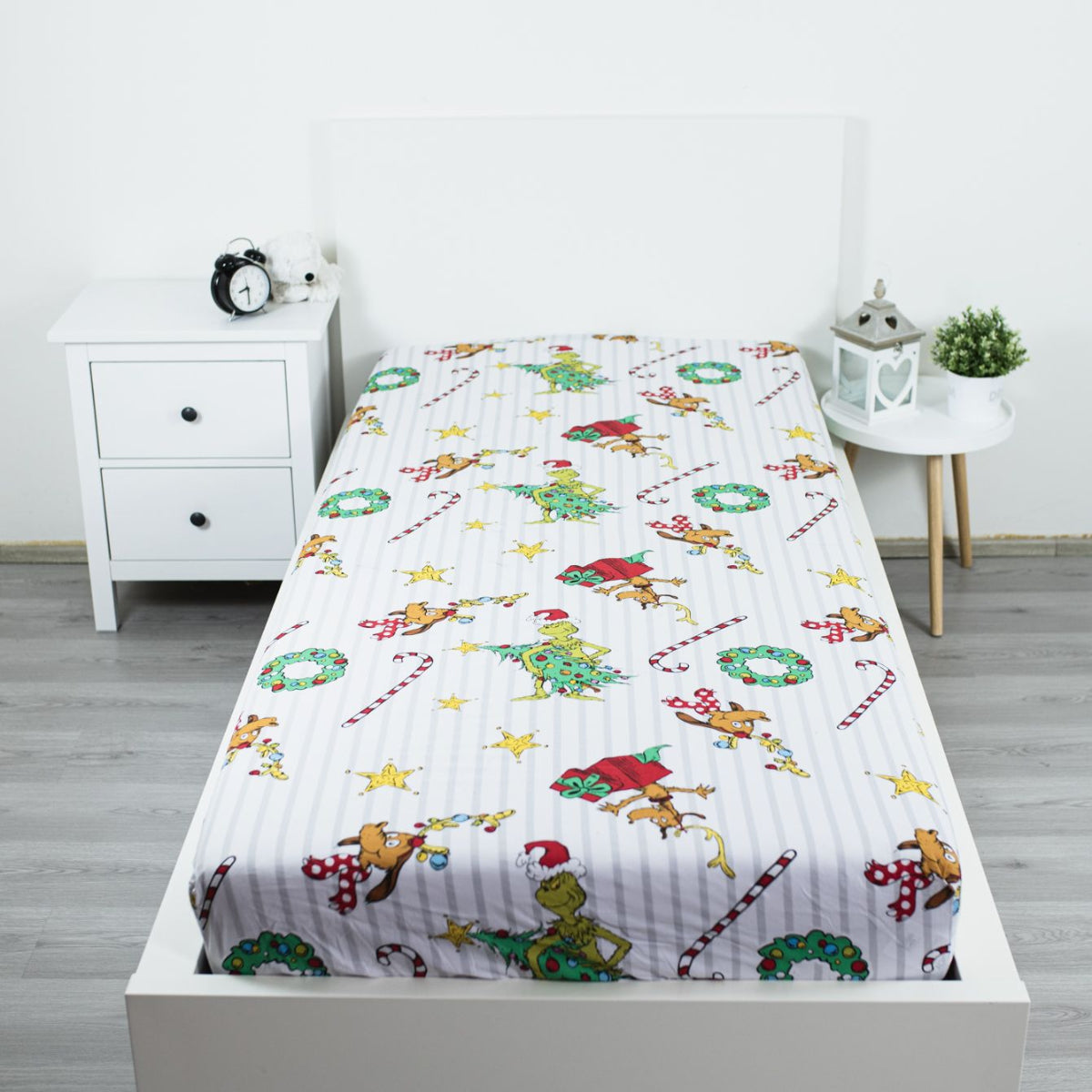 The Grinch Grinchmas Bettlaken 90 × 200 cm Spannbetttuch Baumwolle mit elastischen Ecken