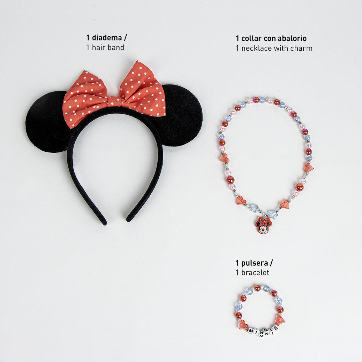Disney Minnie Kinder Schmuckset – Niedliches Armband, Halskette & Ring