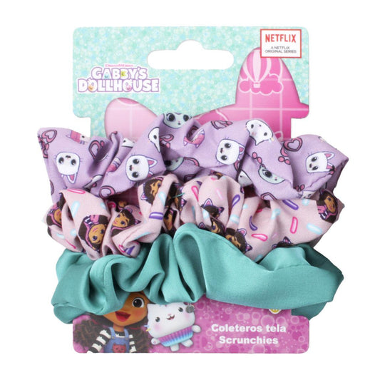 Gabby’s Dollhouse Haargummi Set – 3 Scrunchies für Kinder mit Serienmotiv