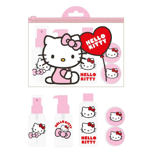 Hello Kitty Reiseset Nachfüllbare Kosmetikflaschen im praktischen Reisebeutel