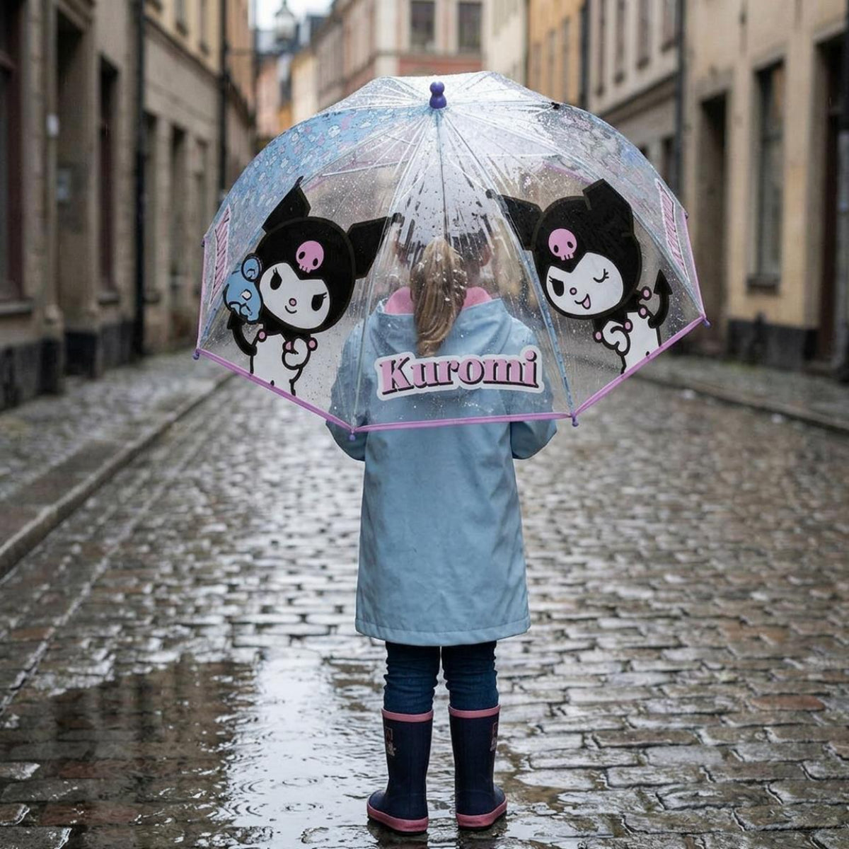 Hello Kitty Kuromi Regenschirm Ø 45 cm manuell mit Applikationen für Kinder