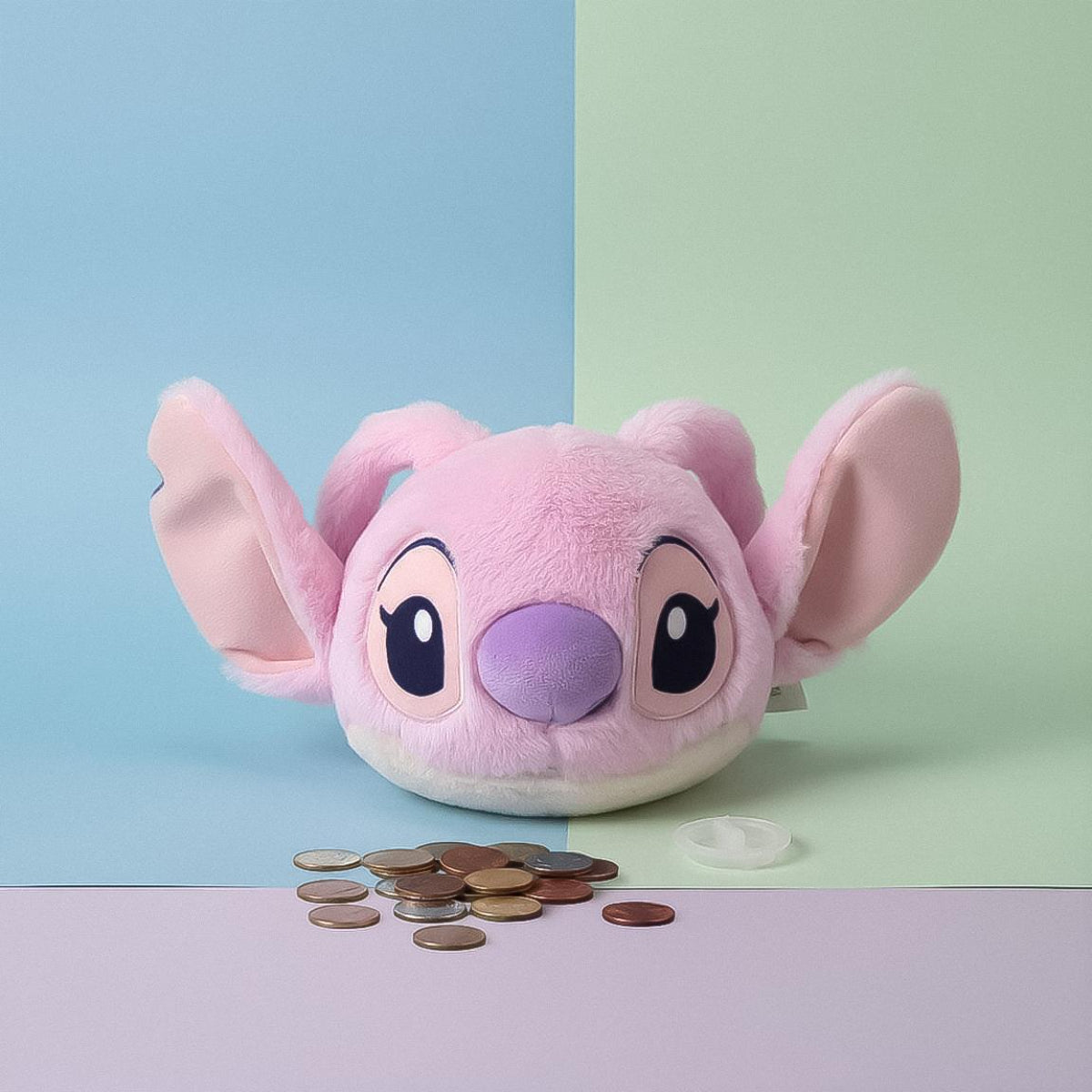 Disney Stitch Angel Plüsch Spardose Kinder 17 × 15 × 15 cm für Münzen Kinderzimmer und Geschenkidee