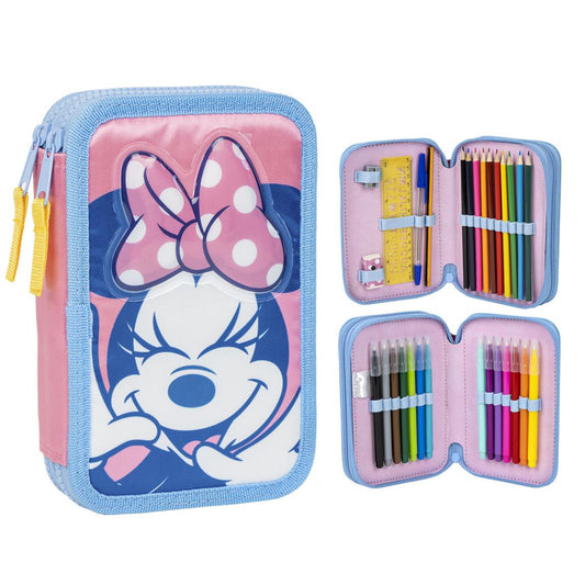 Disney Minnie Mouse Lustiges Federmäppchen mit Zubehör – Perfektes Schulzubehör für Kinder