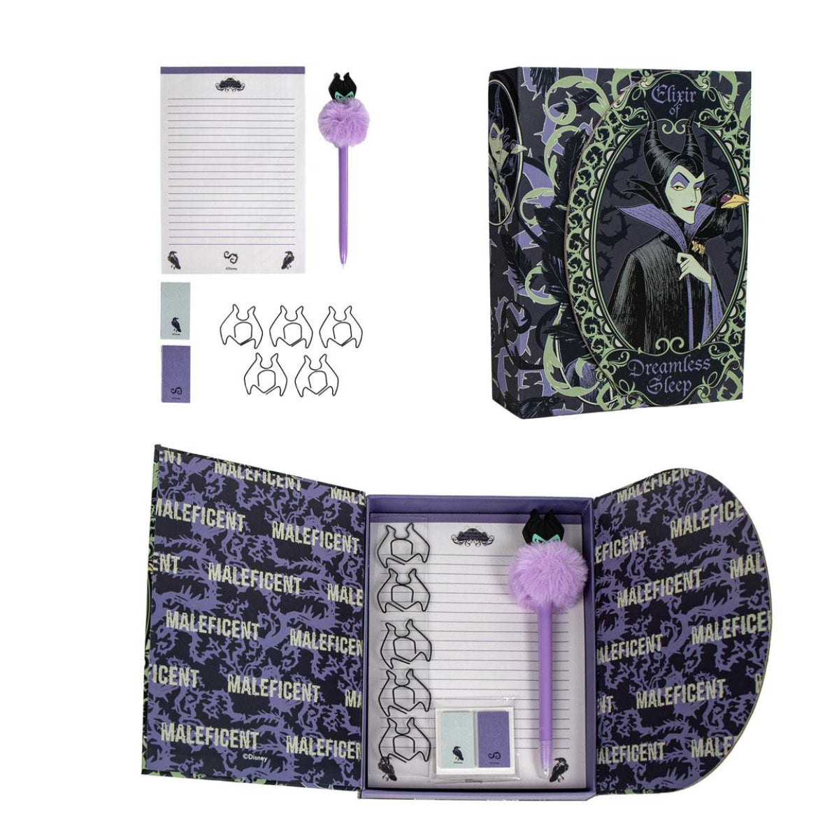 Disney Villanas Schreibwaren-Set – Kugelschreiber & Notizblock im Schurkendesign