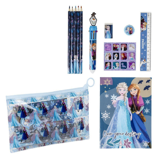 Disney Frozen Schulset Schreibwaren-Set für Kinder mit Lineal, Bleistiften, Anspitzer und mehr