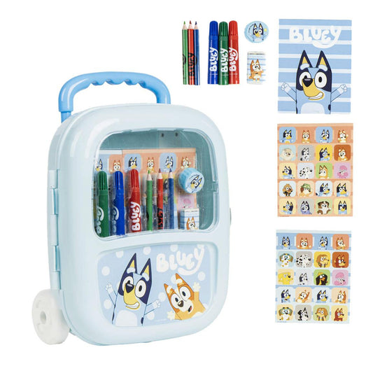 Bluey CreativeCase Zeichenkoffer – Rollkoffer & Schreibset mit Farben und Stiften