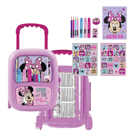 Disney Minnie Mouse CreativeCase Zeichenkoffer – Rollkoffer & Schreibset mit Farben und Stiften