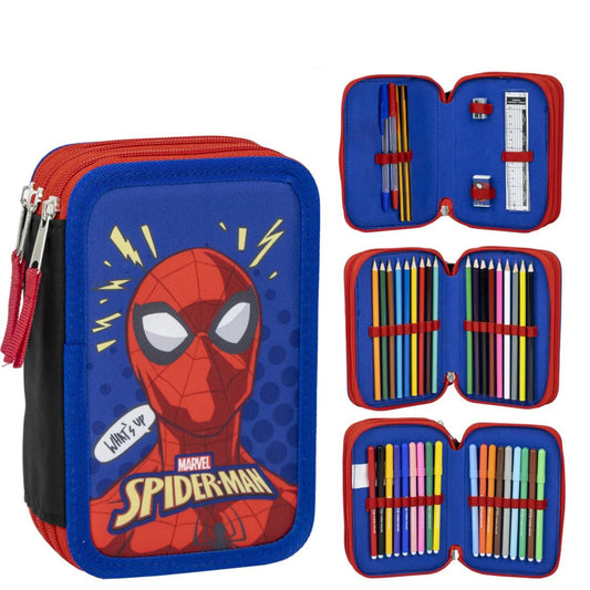 Spiderman Giotto Federmappe gefüllt – Schuletui & Stiftebox mit Zubehör für Kinder