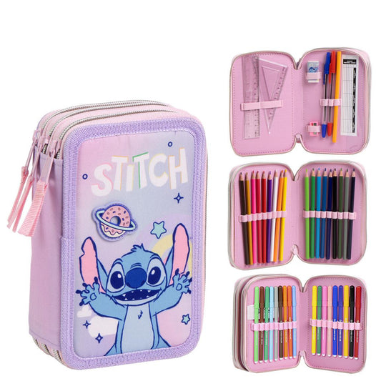 Disney Stitch Federmappe gefüllt – Schuletui & Stiftebox mit Zubehör für Kinder