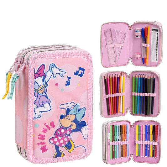 Disney Minnie Federmappe gefüllt – Schuletui & Stiftebox mit Zubehör für Kinder