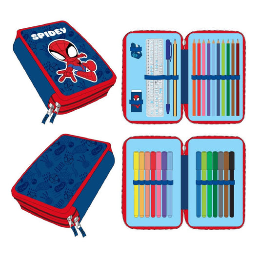 Spiderman Federmappe gefüllt – Schuletui & Stiftebox mit Zubehör für Kinder