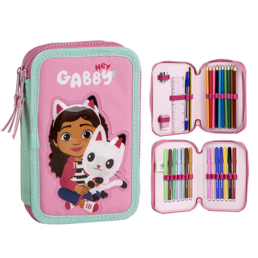 Gabby´s Dollhouse Federmappe gefüllt – Schuletui & Stiftebox mit Zubehör für Kinder
