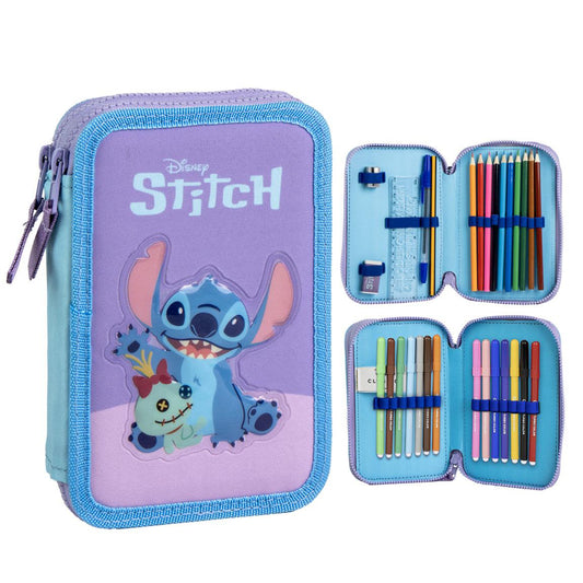 Disney Stitch Federmappe gefüllt – Schuletui & Stiftebox mit Zubehör für Kinder