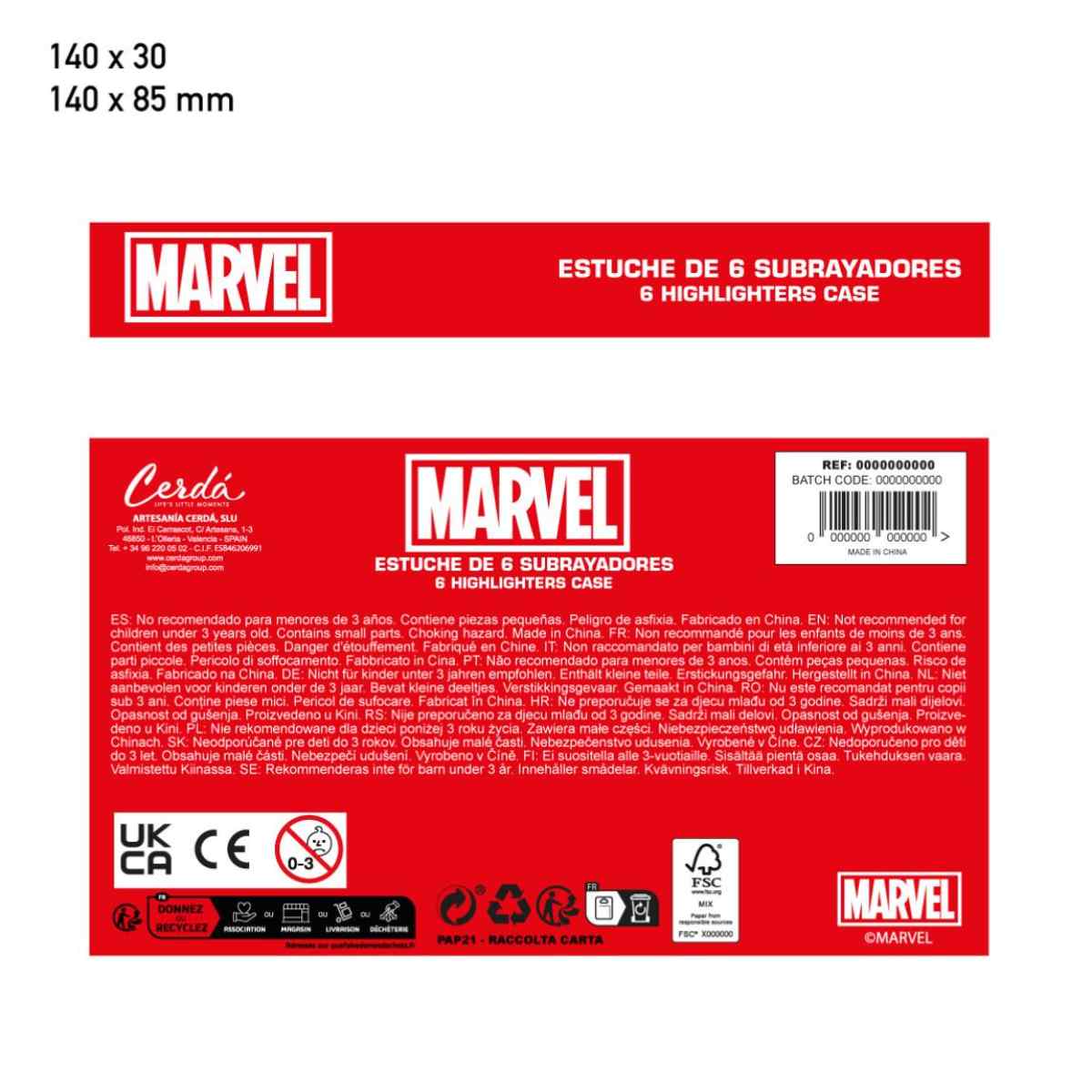Marvel Avengers 4x Fluor Marker Set für Kinder leuchtende Farben