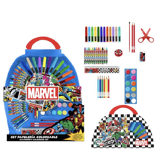 Marvel Schreib- und Malset – Kinder Farbkasten & Stifte mit Avengers Motiv