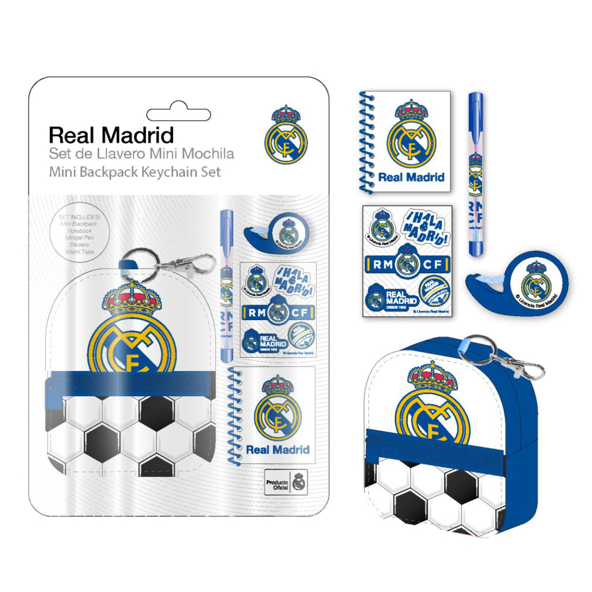 Real Madrid Schreibwaren-Set mit Mini-Rucksack Kinder Schulset