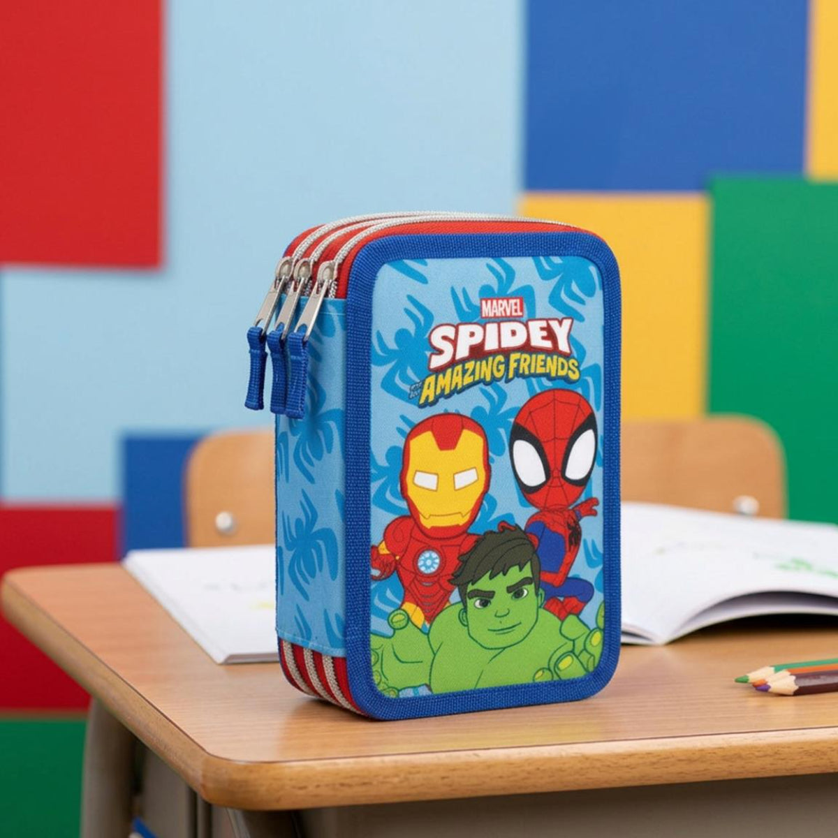 Marvel Spidey Federmäppchen Kinder Schüleretui mit Zubehör Schule