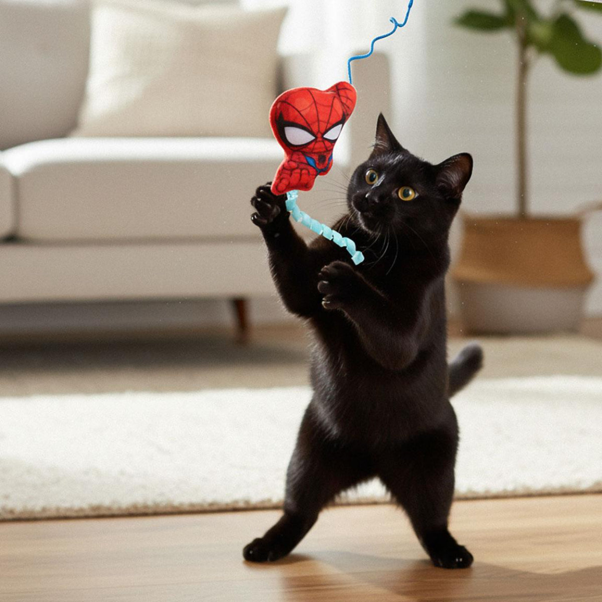 Marvel Spiderman Katzenstab Spielzeug für Stubentiger im Blister 49 cm