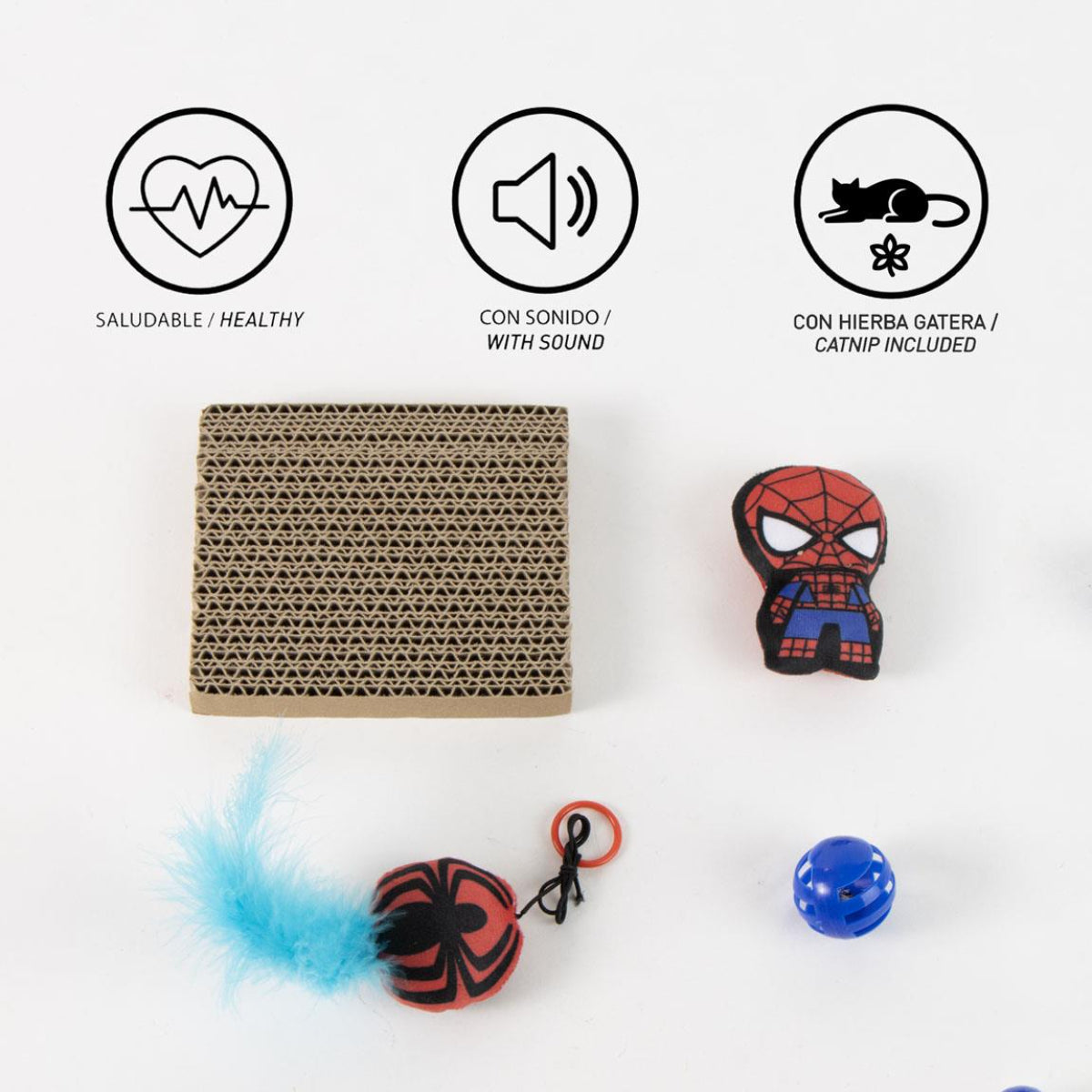 Marvel Spiderman Katzen Spielzeug Set Haustier Zubehör mit Motiv
