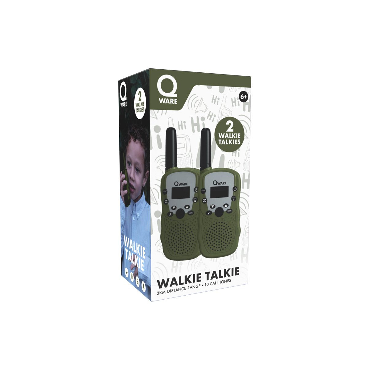 Qware Walkie-Talkie Set – 3 km Reichweite, 10 Kanäle & Taschenlampe