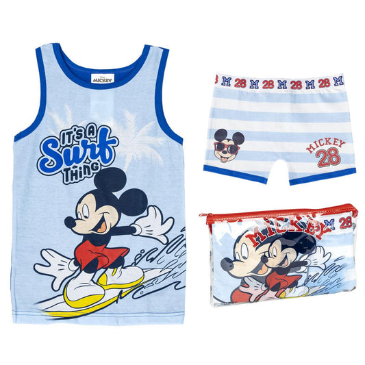 Disney Mickey Mouse Schlafanzug Kinder Pyjama Set & Nachtwäsche aus 100 % Baumwolle mit Tasche