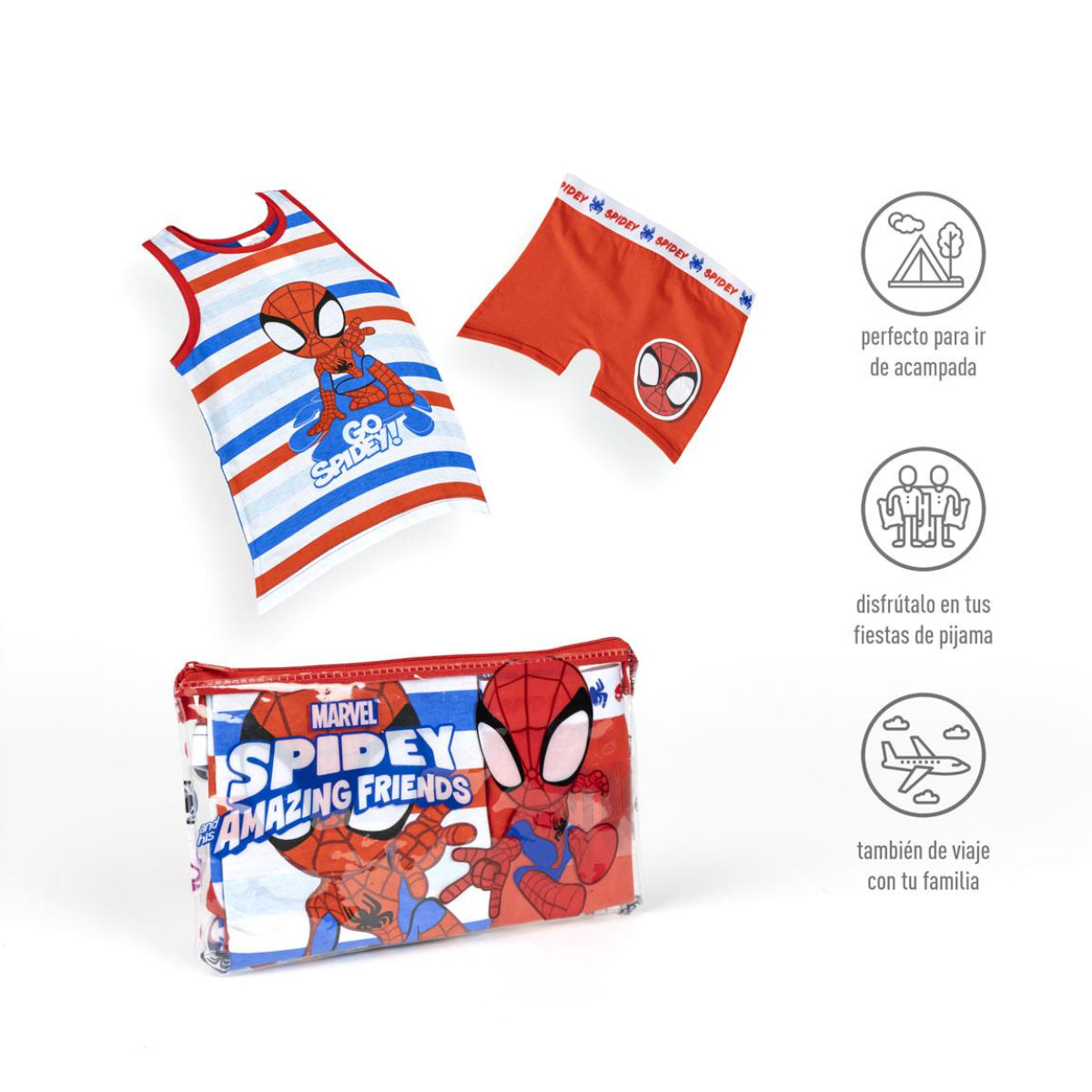 Spidey Schlafanzug Kinder Pyjama Set & Nachtwäsche aus 100 % Baumwolle mit Tasche
