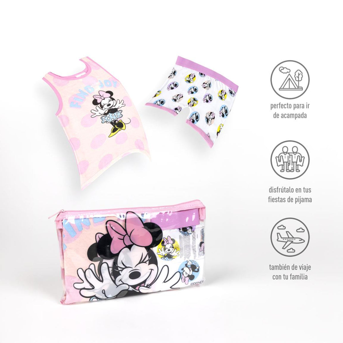 Disney Minnie Mouse Schlafanzug Kinder Pyjama Set & Nachtwäsche aus 100 % Baumwolle mit Tasche