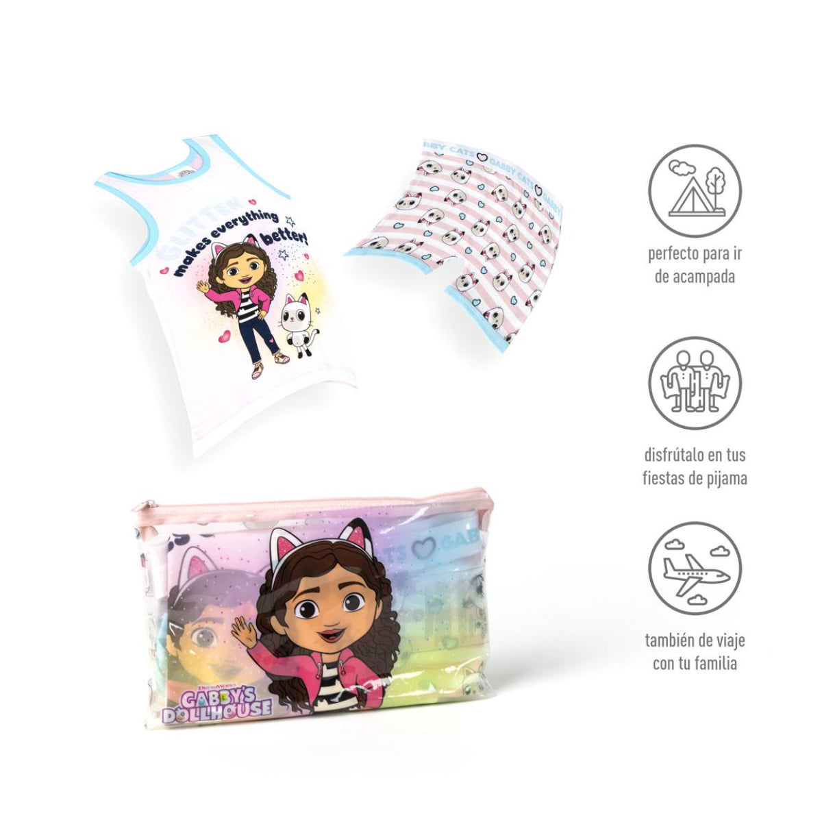 Gabby´s Dollhouse Schlafanzug Kinder Pyjama Set & Nachtwäsche aus 100 % Baumwolle mit Tasche